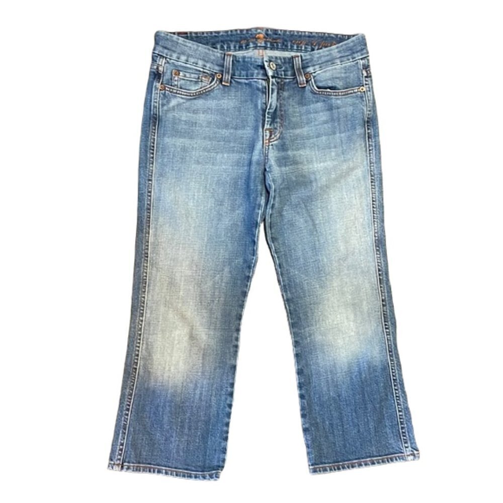 7 For All Mankind Light Wash Low Rise Crop Kick Flare Jeans Size 28‎ Y2K